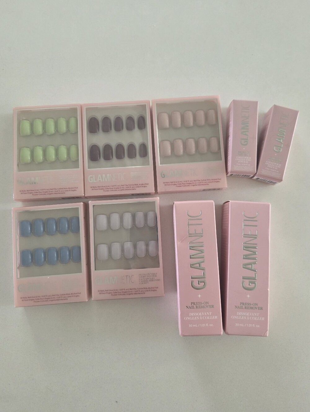 Glamnetic Press On Nail BUNDLE 5 Nails 2 Nail Glues 2 Nail Removers BRAND NEW
